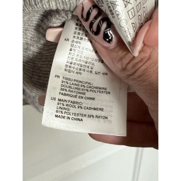 Sandro Paris Cashmere Blend Lightweight Gray Girl Split Back Button Cardigan M - Picture 7 of 16